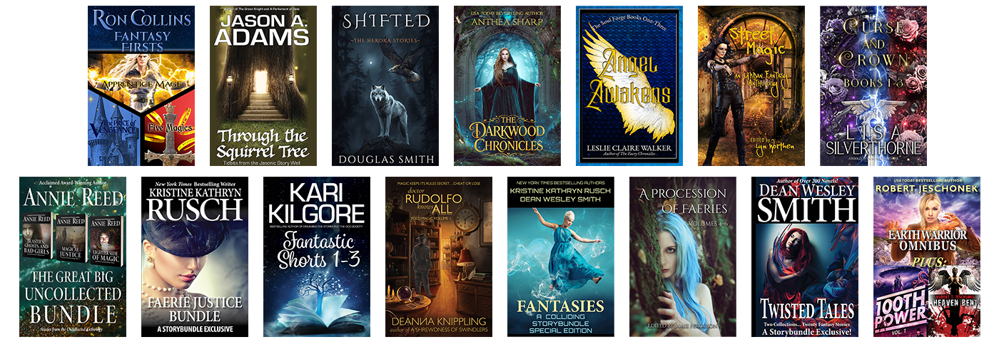 Covers of the fifteen exclusive collections in the 2026 Fantasy Bundle of Bundles, arranged in two rows